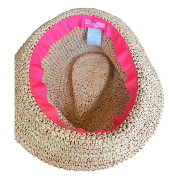 Lilly Pulitzer Poolside Fedora Hat Packable Raffia Straw Preppy Breathable - Picture 11 of 12